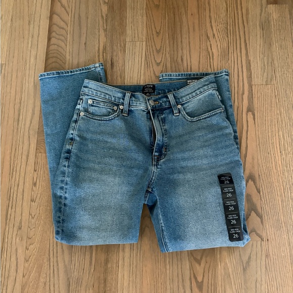 NWT J.Crew Light Blue Mid Rise Flare Crop Jeans All Day Stretch - Picture 6 of 9